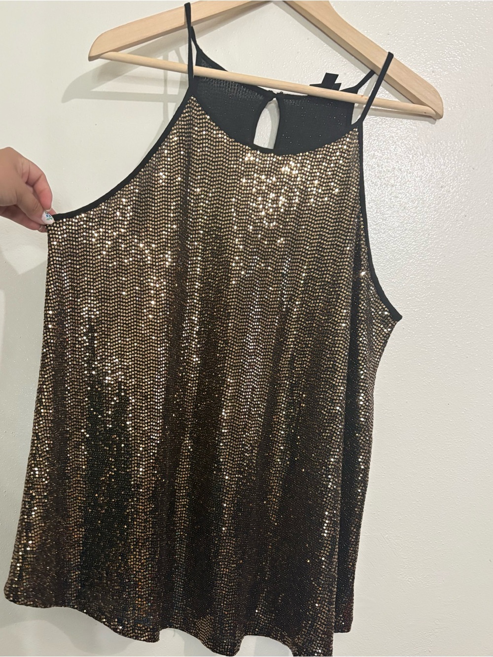 TORRID NWOT Racer Back Gold Seqin Halter Tank Top Size 2